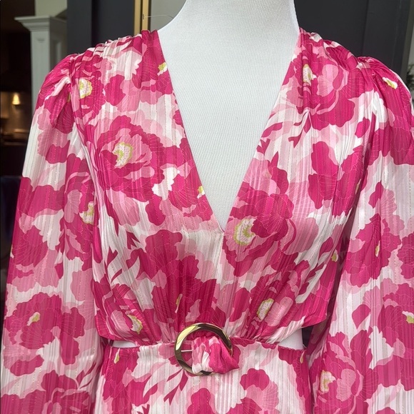 Pink Floral Belted Dress - Picture 3 of 6